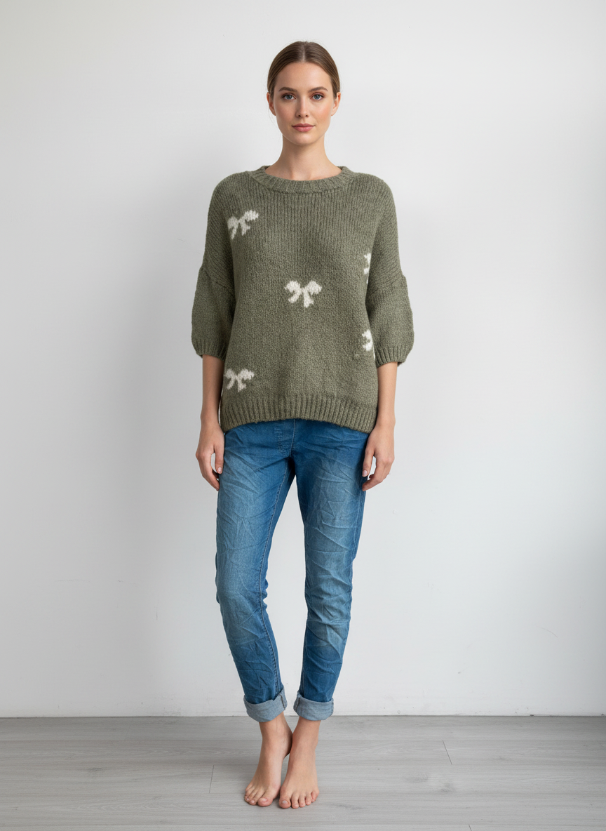 Wool Knitted Bow Detail Jumper