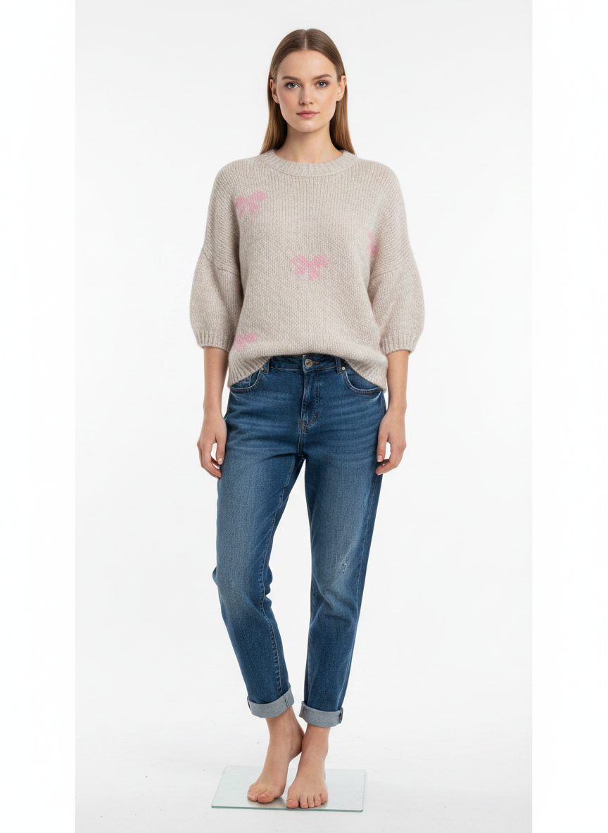 Wool Knitted Bow Detail Jumper
