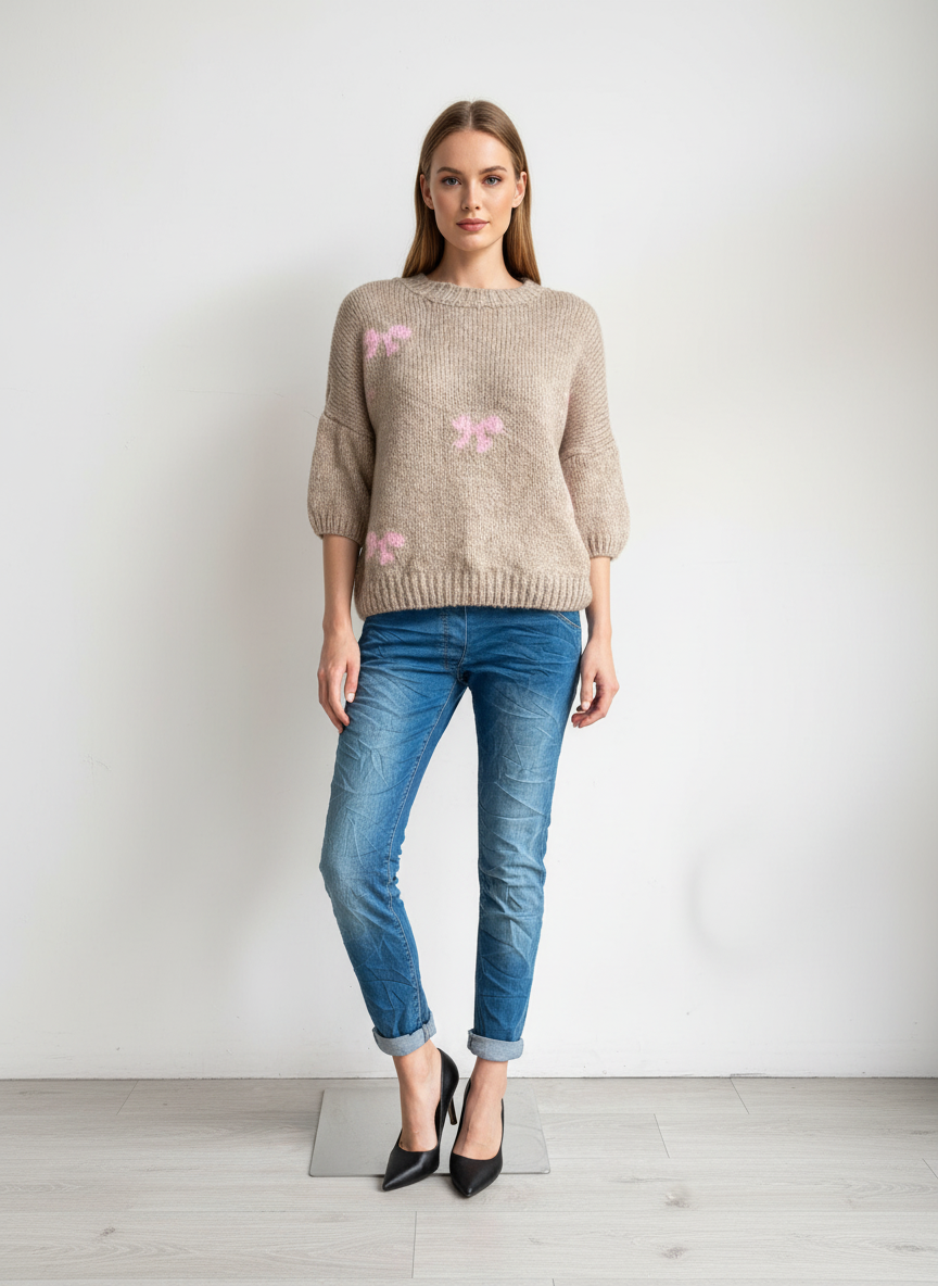 Wool Knitted Bow Detail Jumper
