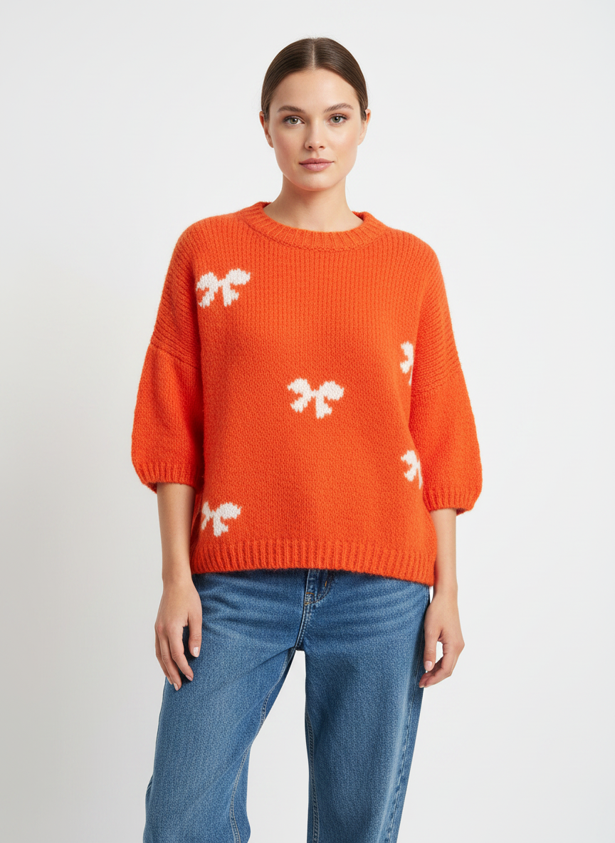 Wool Knitted Bow Detail Jumper