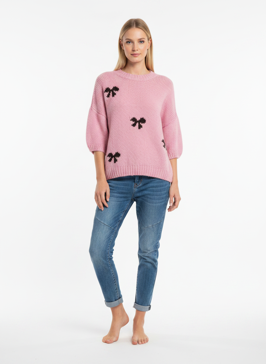 Wool Knitted Bow Detail Jumper