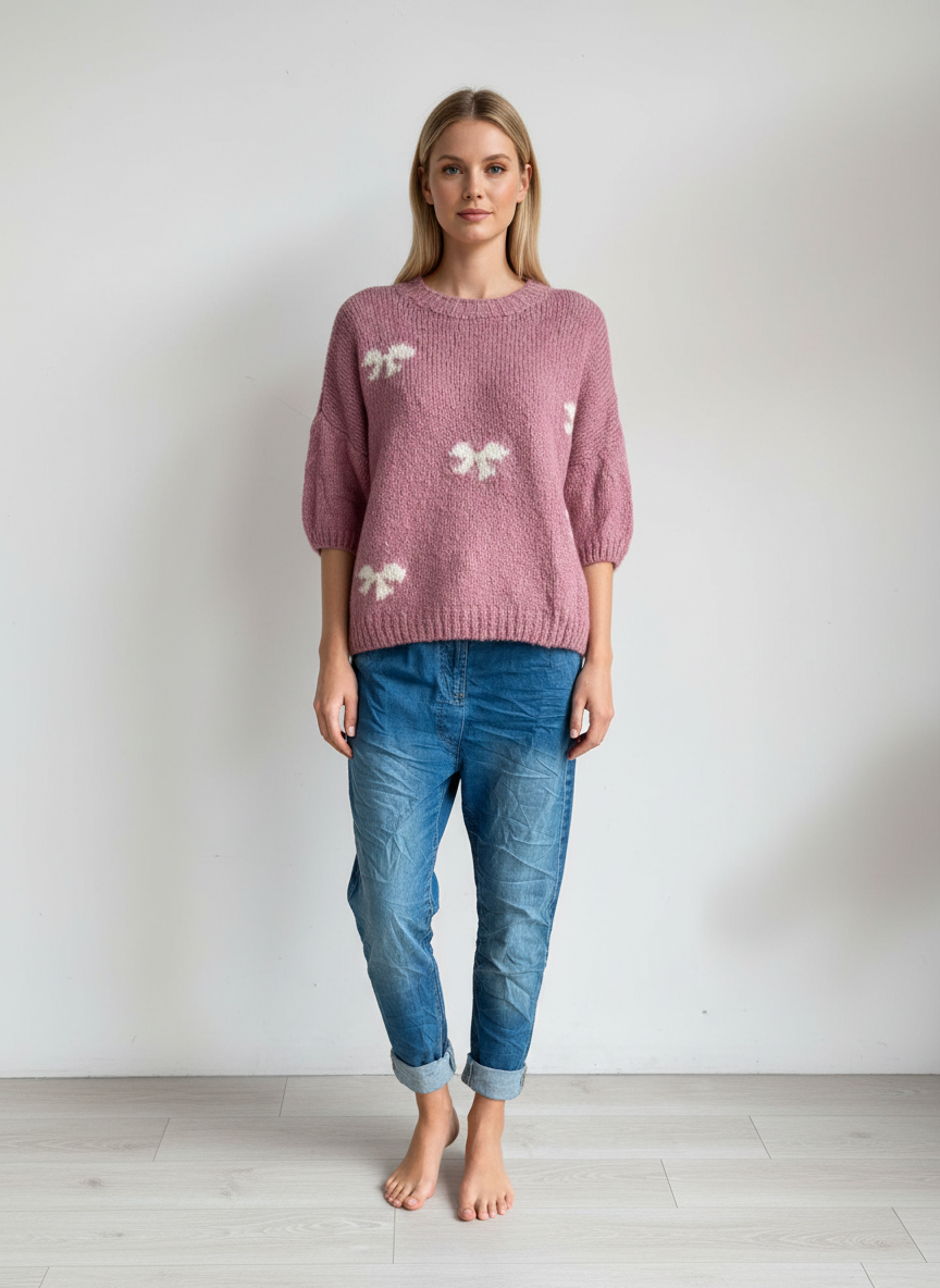 Wool Knitted Bow Detail Jumper