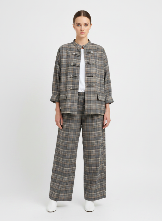 Women's Plaid Military Jacket