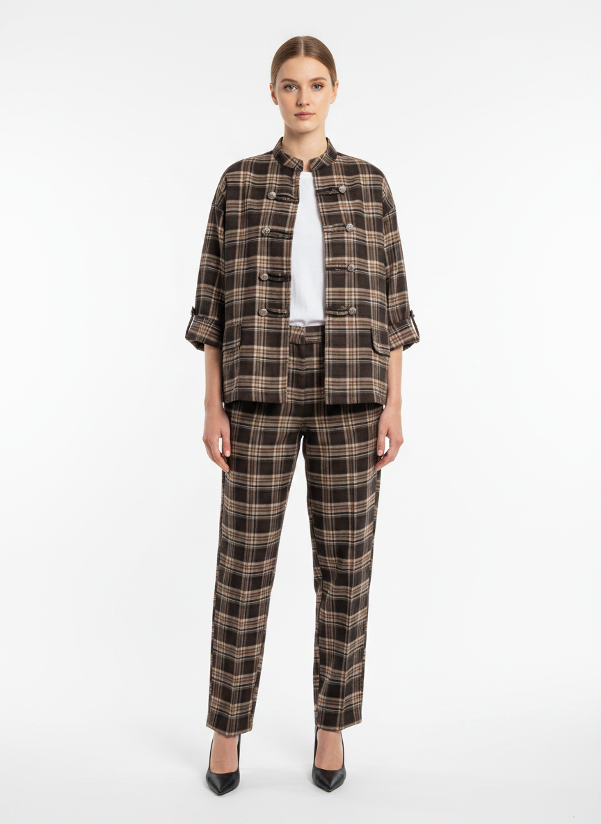 Women's Plaid Military Jacket
