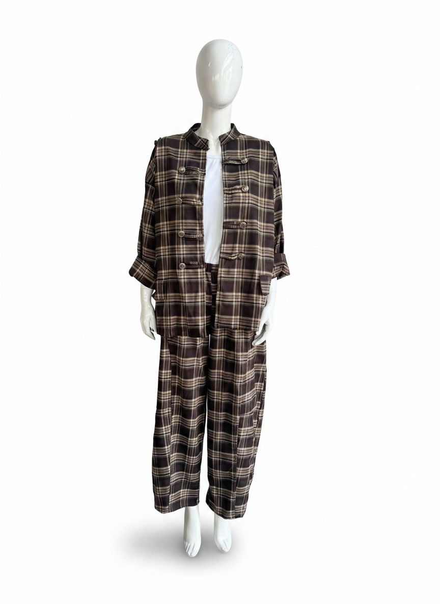 Women's Plaid Military Jacket