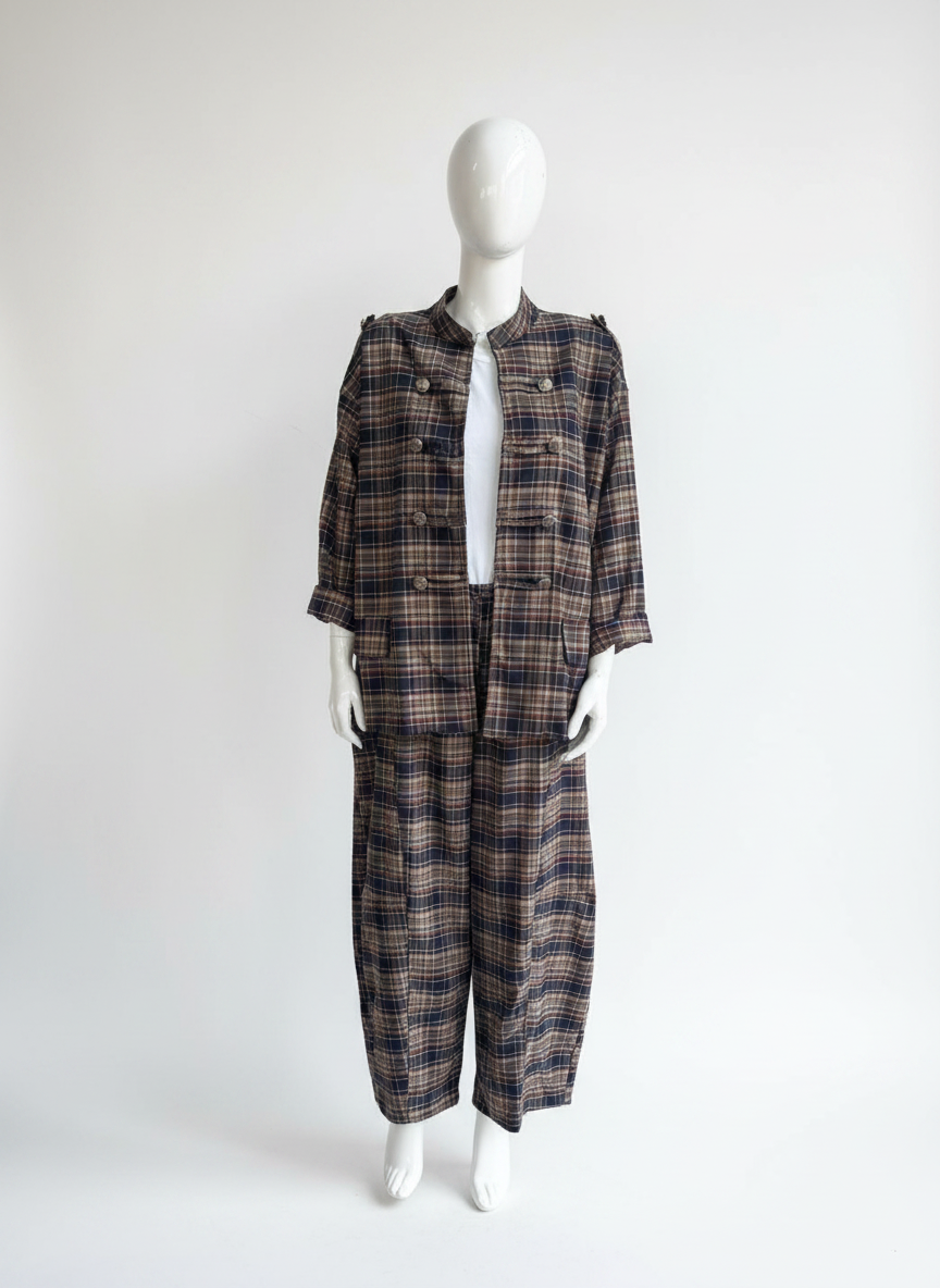 Women's Plaid Military Jacket