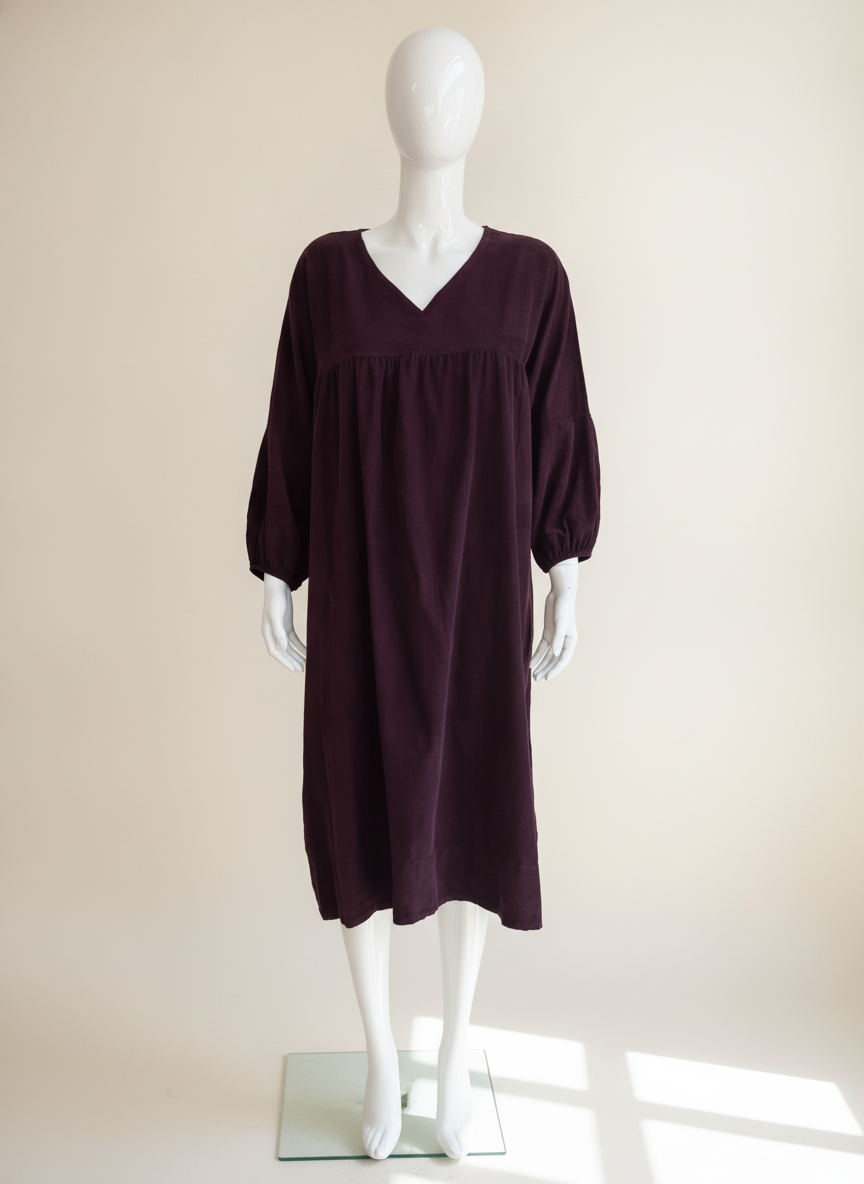 Corduroy Smock Peasant Dress