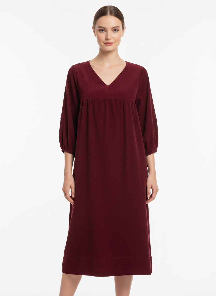 Corduroy Smock Peasant Dress