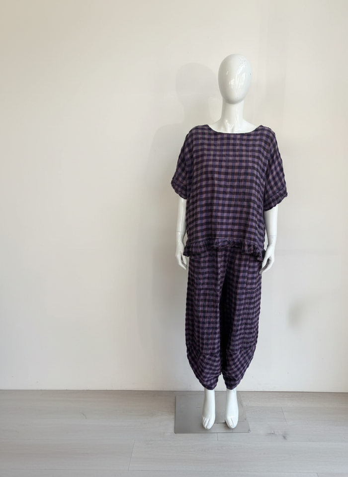 Made in Italy Gingham Frill Top