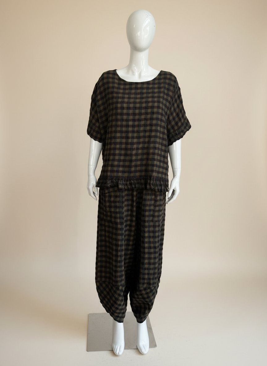 Made in Italy Gingham Frill Top