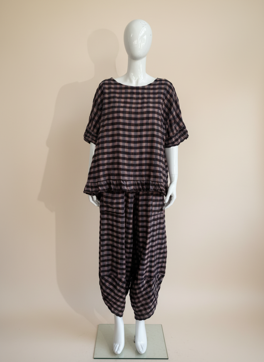 Made in Italy Gingham Frill Top