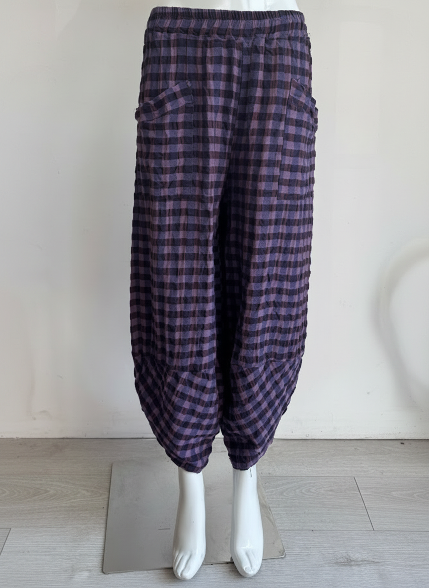 Made in Italy Cotton Gingham Shelby Pant