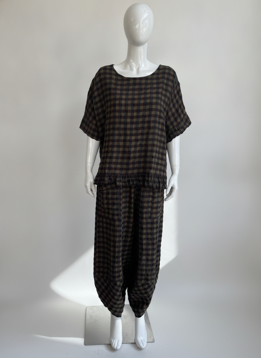 Made in Italy Cotton Gingham Shelby Pant