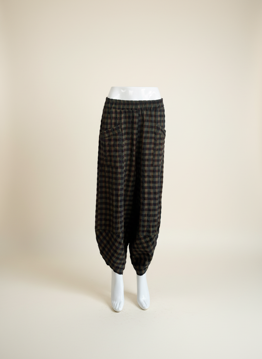 Made in Italy Cotton Gingham Shelby Pant