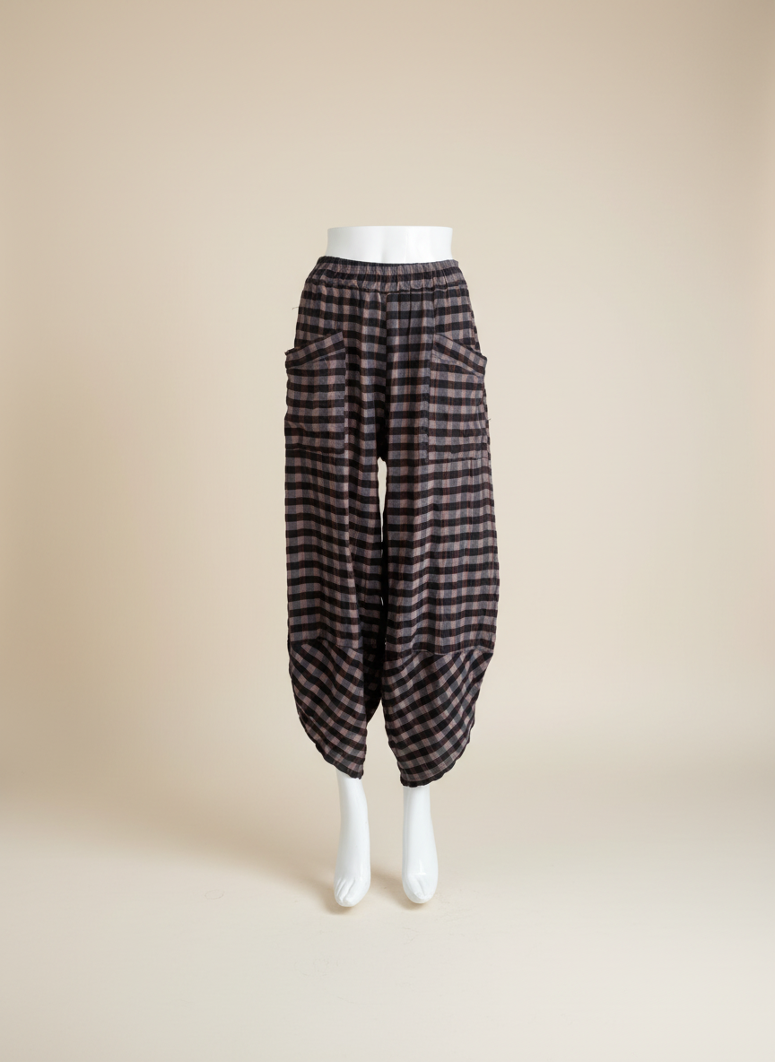 Made in Italy Cotton Gingham Shelby Pant