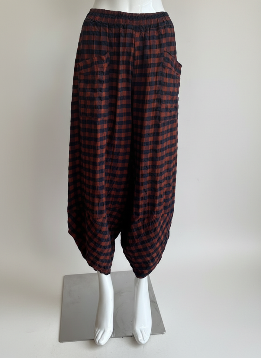 Made in Italy Cotton Gingham Shelby Pant