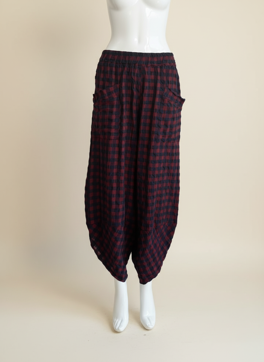 Made in Italy Cotton Gingham Shelby Pant