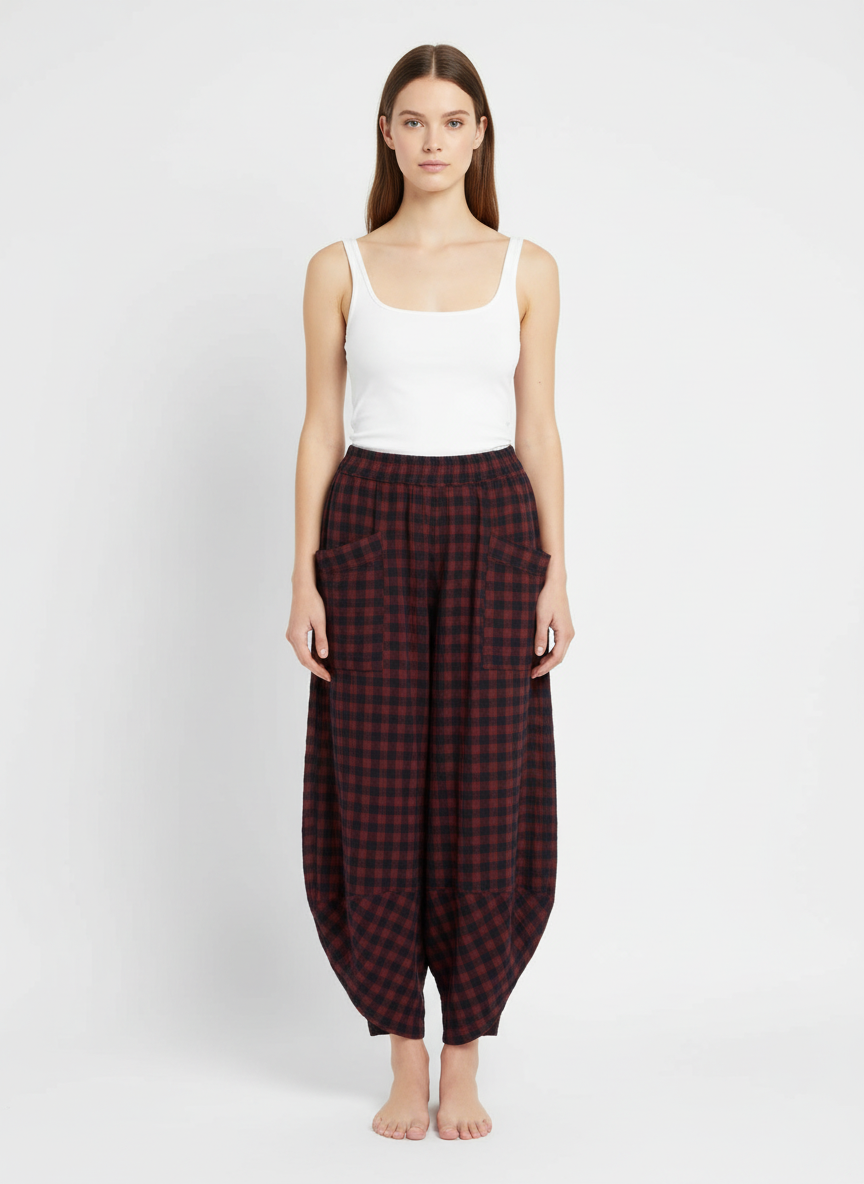 Made in Italy Cotton Gingham Shelby Pant