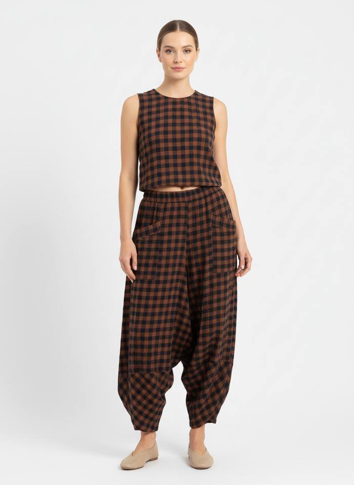 Made in Italy Cotton Gingham Shelby Pant