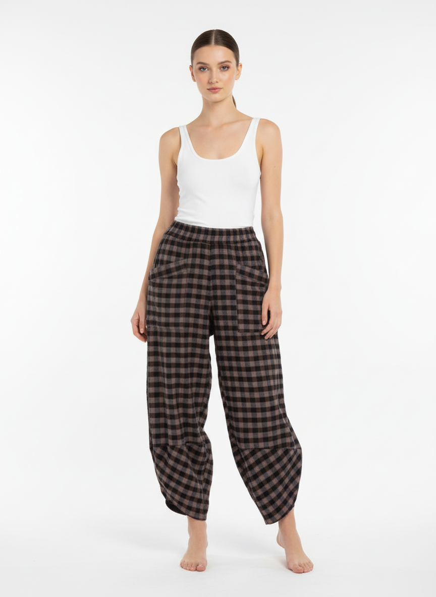 Made in Italy Cotton Gingham Shelby Pant