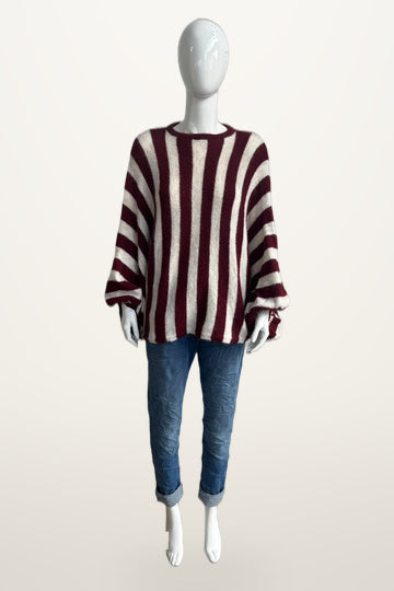 Zetaotto Balloon Sleeve Stripe Jumper