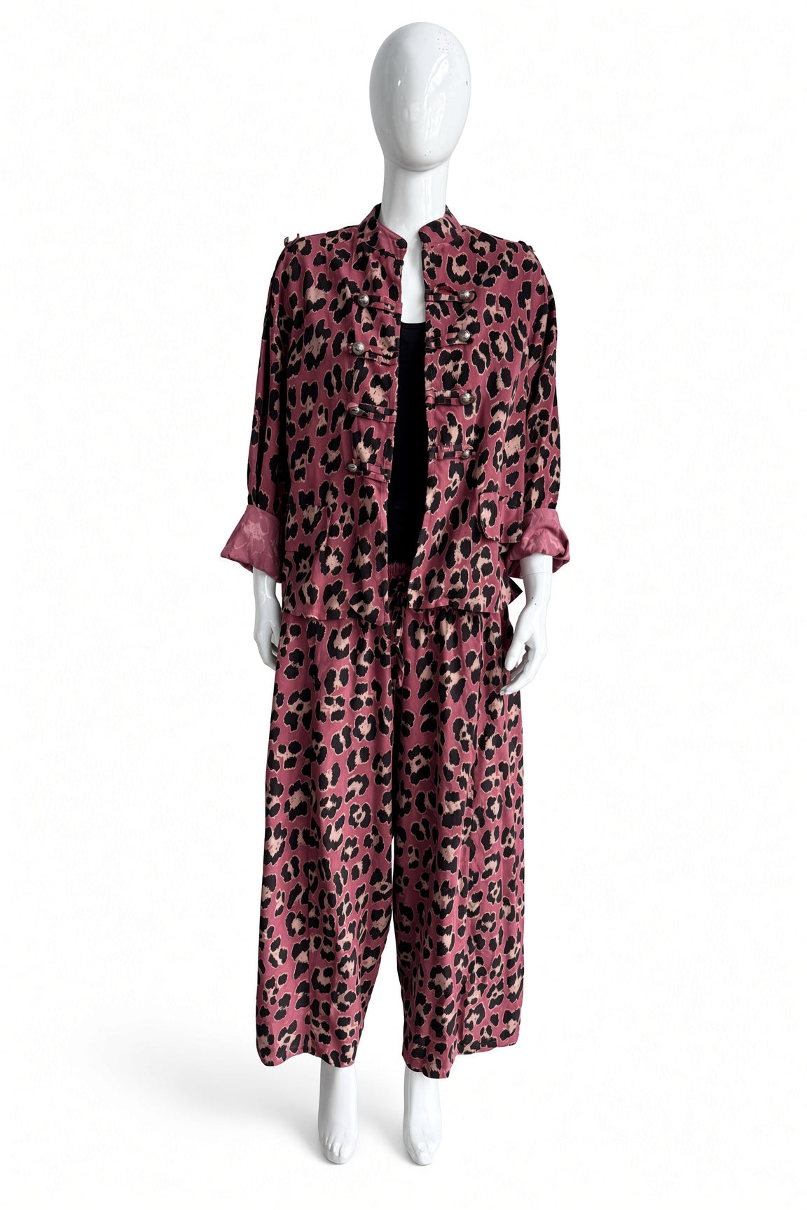 Leopard Print Military Corduroy Jacket