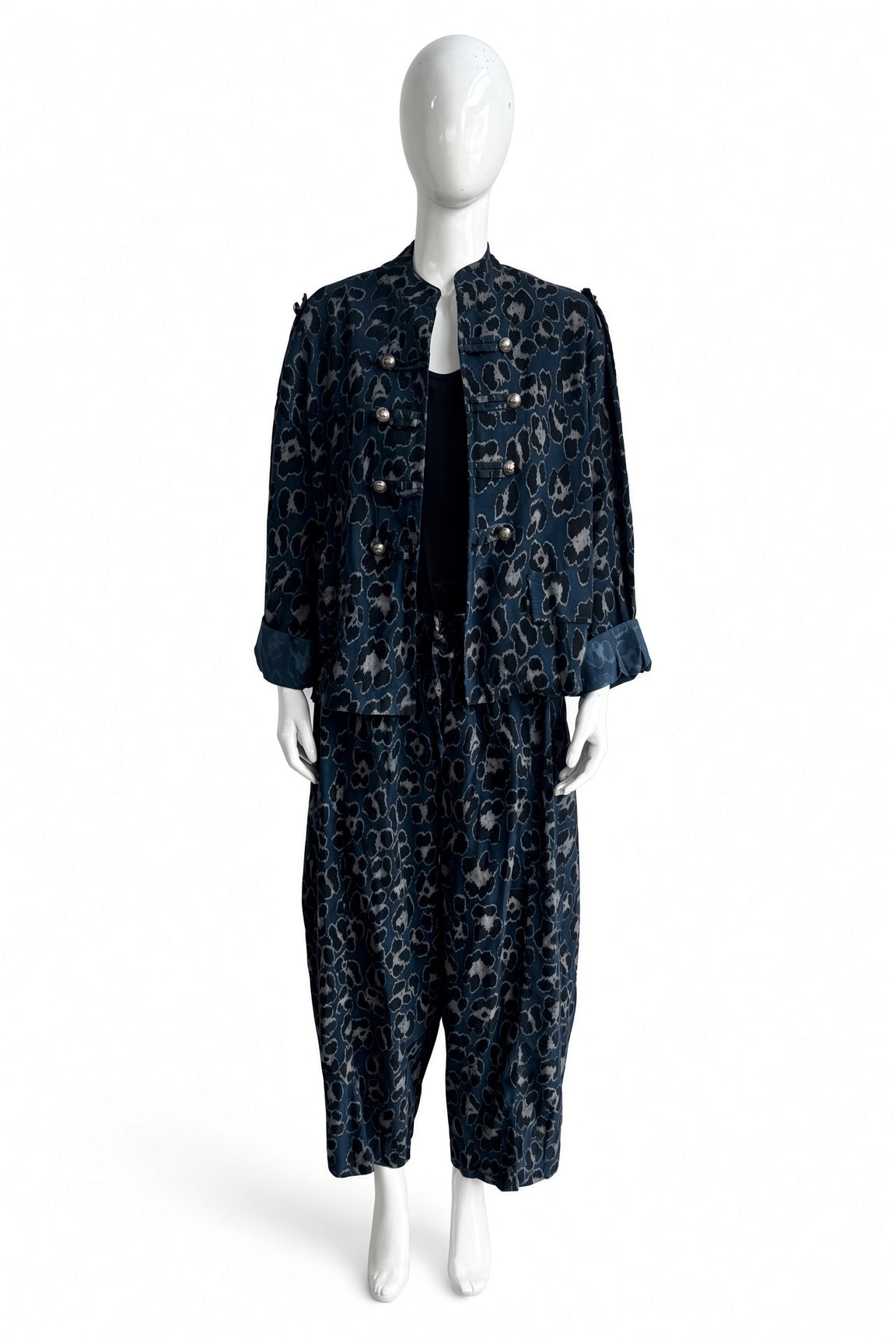 Leopard Print Military Corduroy Jacket