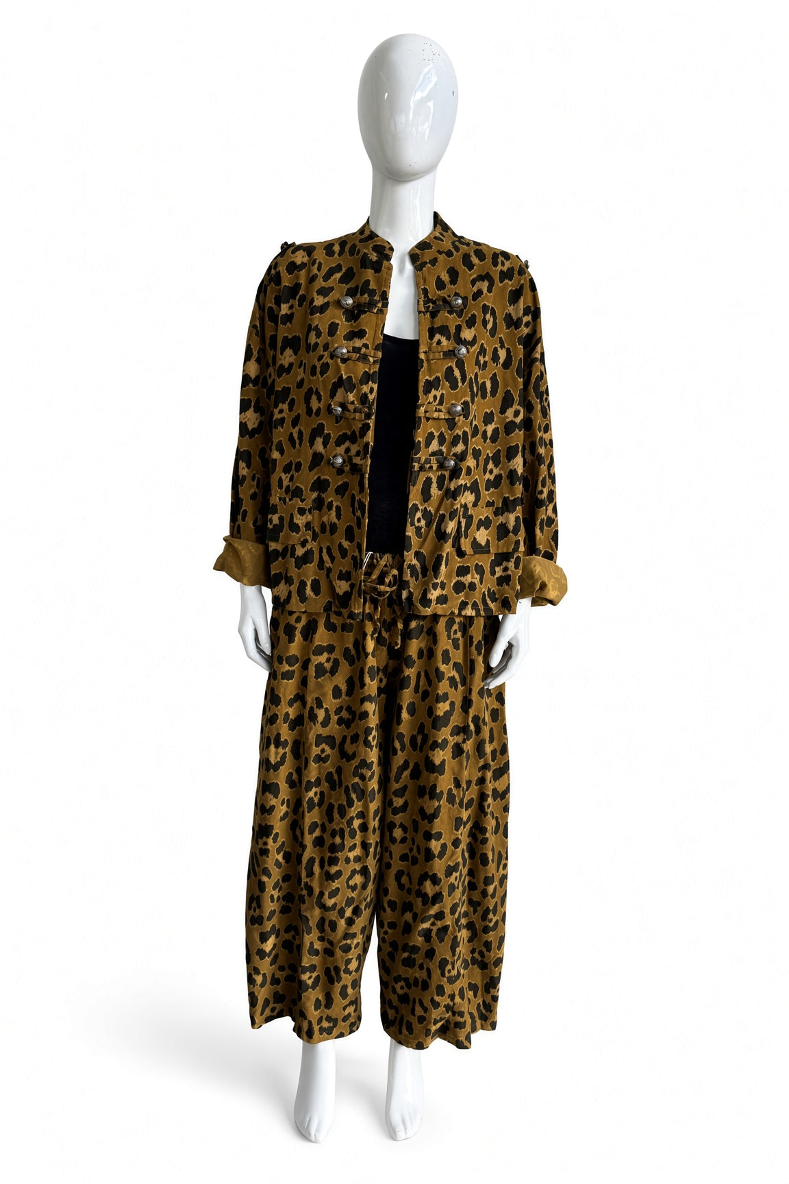 Leopard Print Military Corduroy Jacket