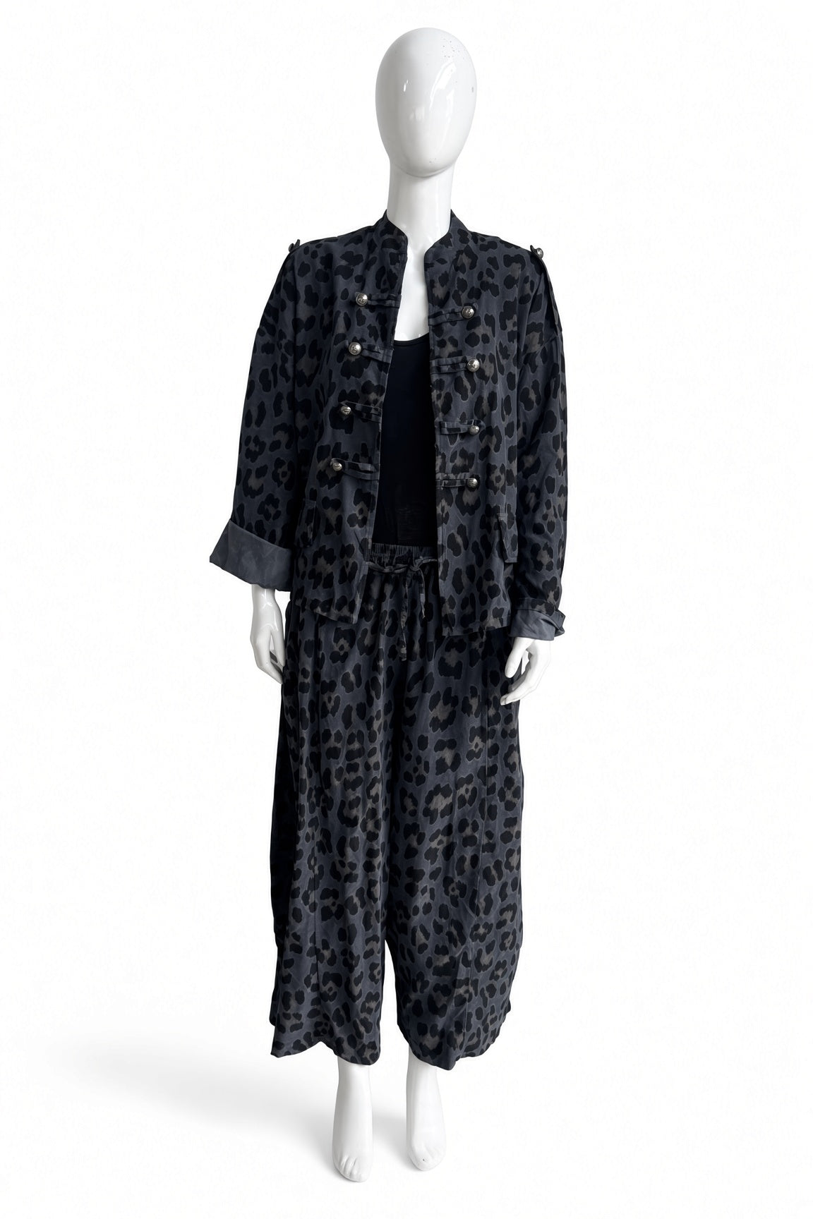 Leopard Print Military Corduroy Jacket