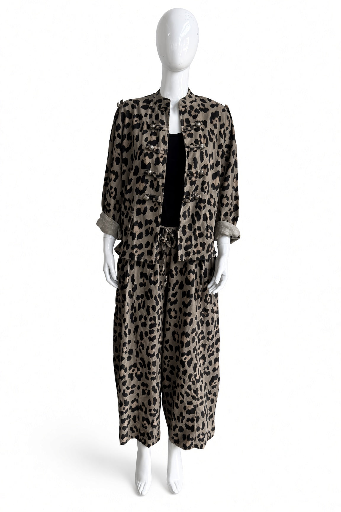 Leopard Print Military Corduroy Jacket