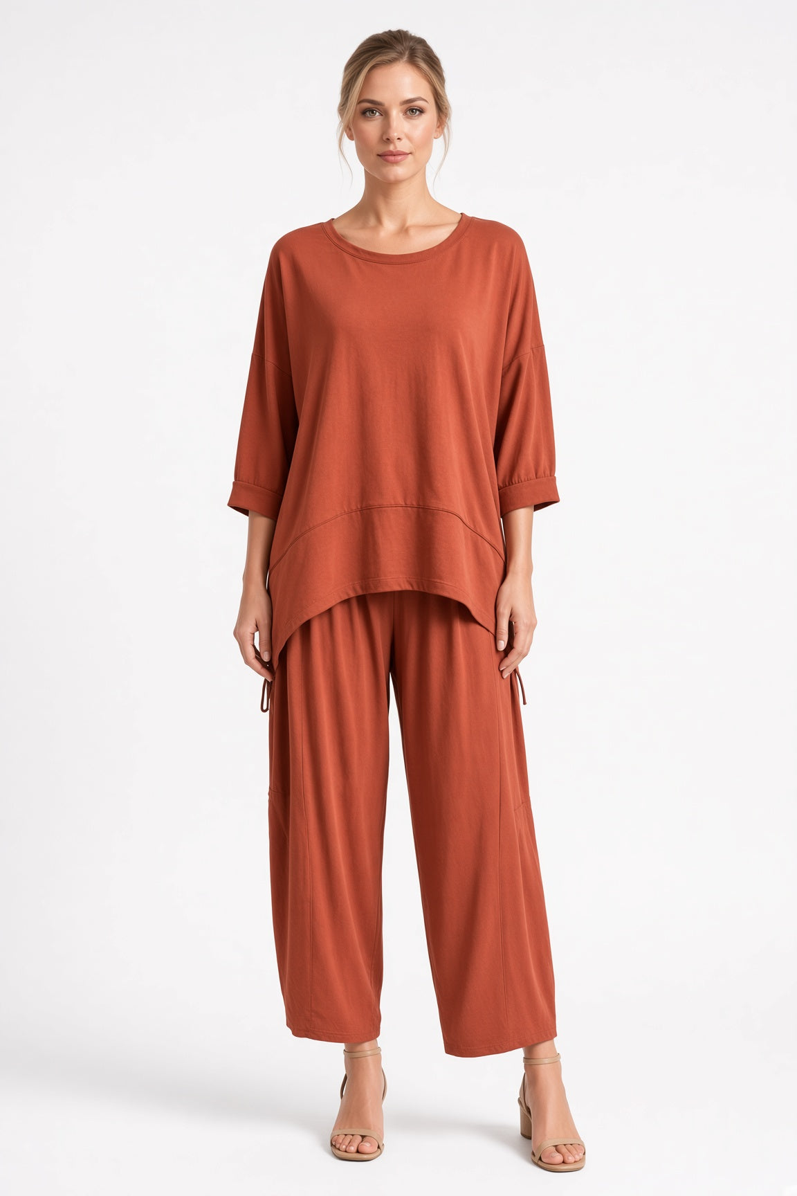 Shirred Elastic Barrel Leg Pant