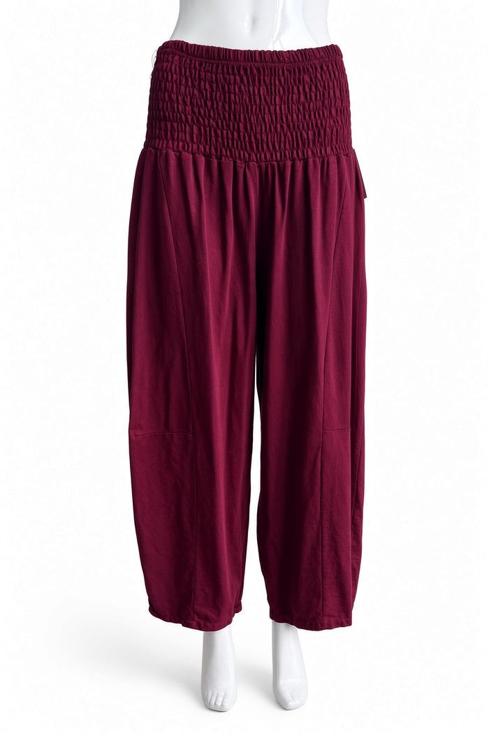 Shirred Elastic Barrel Leg Pant