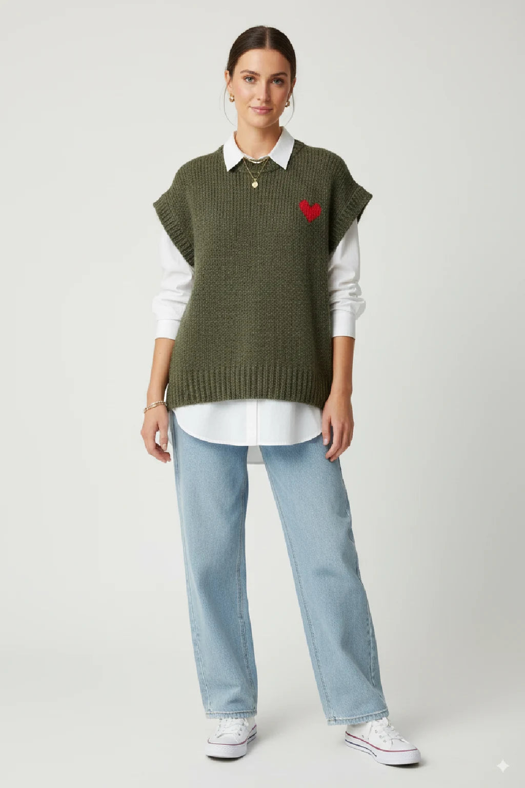Knitted Wool Heart Tank Top