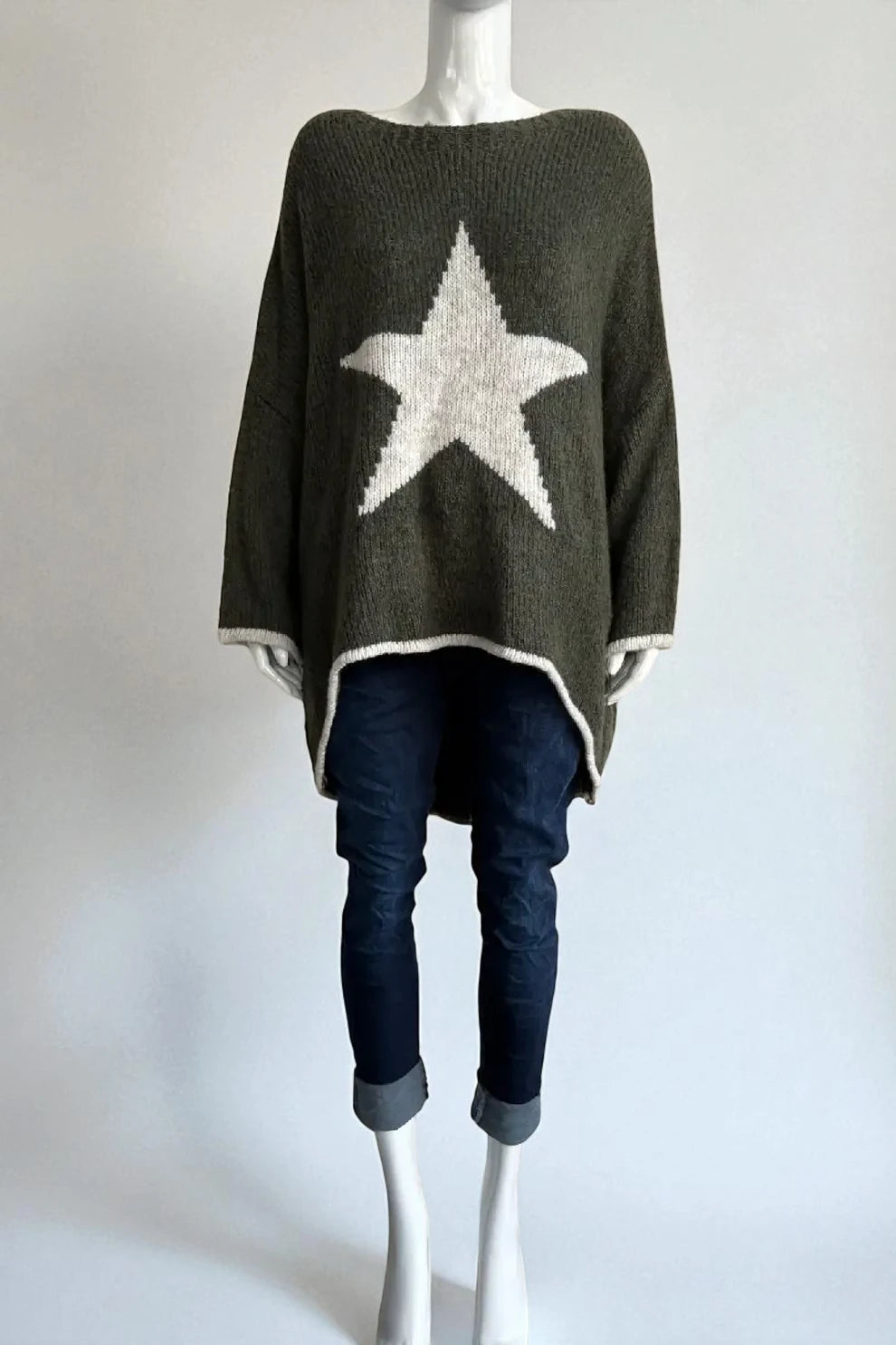 Made in Italy Wool Slouch Star Jumper