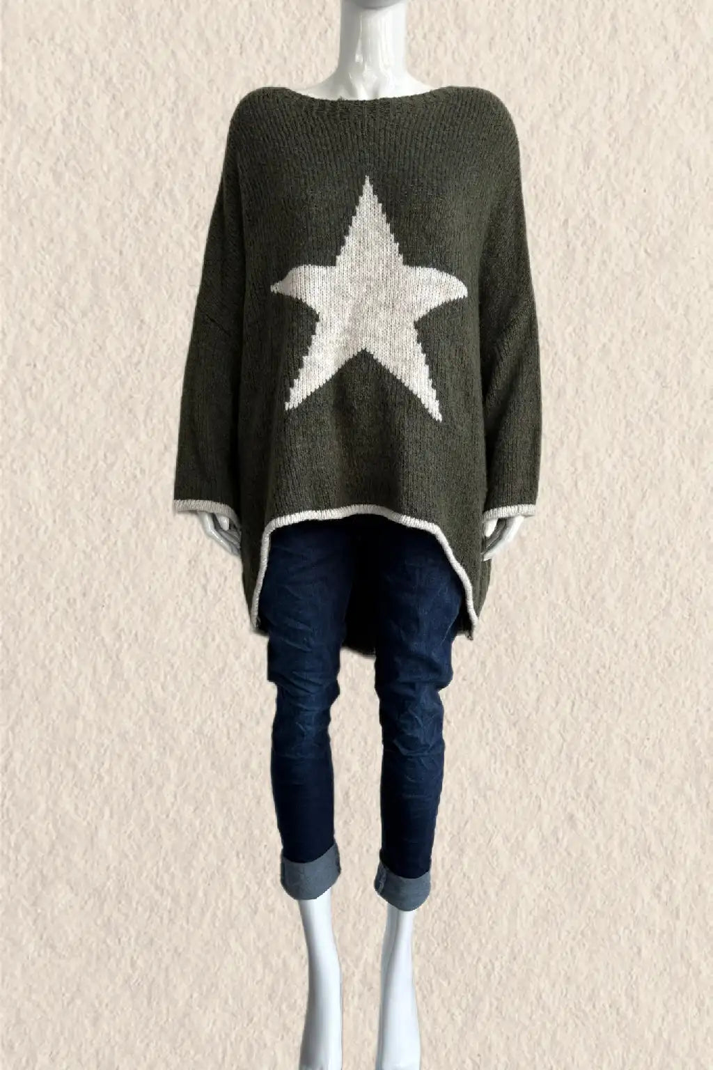 Made in Italy Wool Slouch Star Jumper
