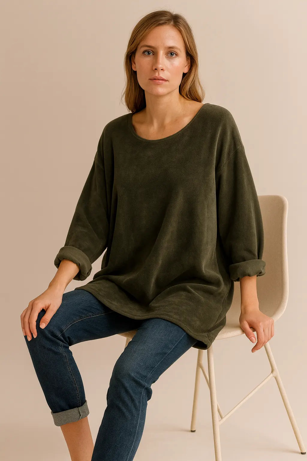 Made in Italy Terry Sweat High Low Top