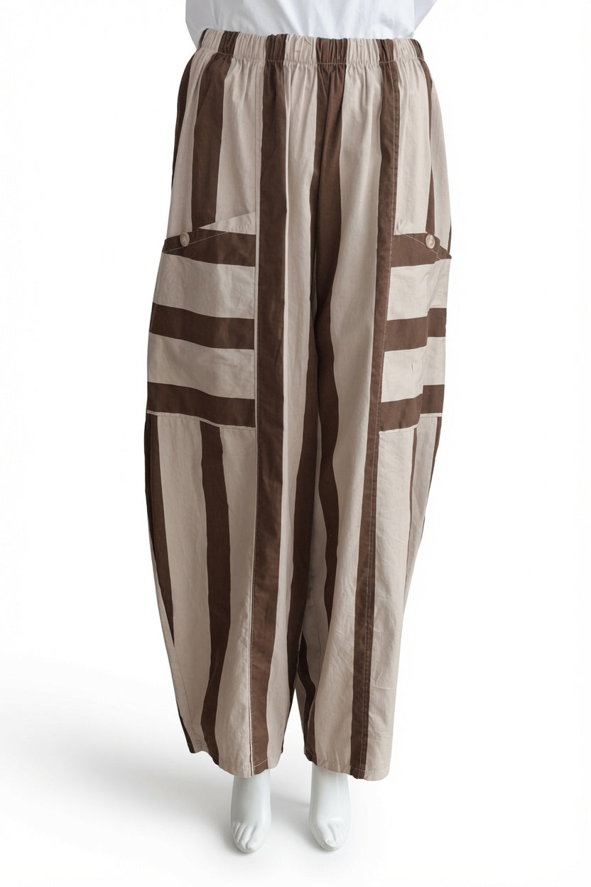 Made in Italy Stripe Barrel Leg Pant