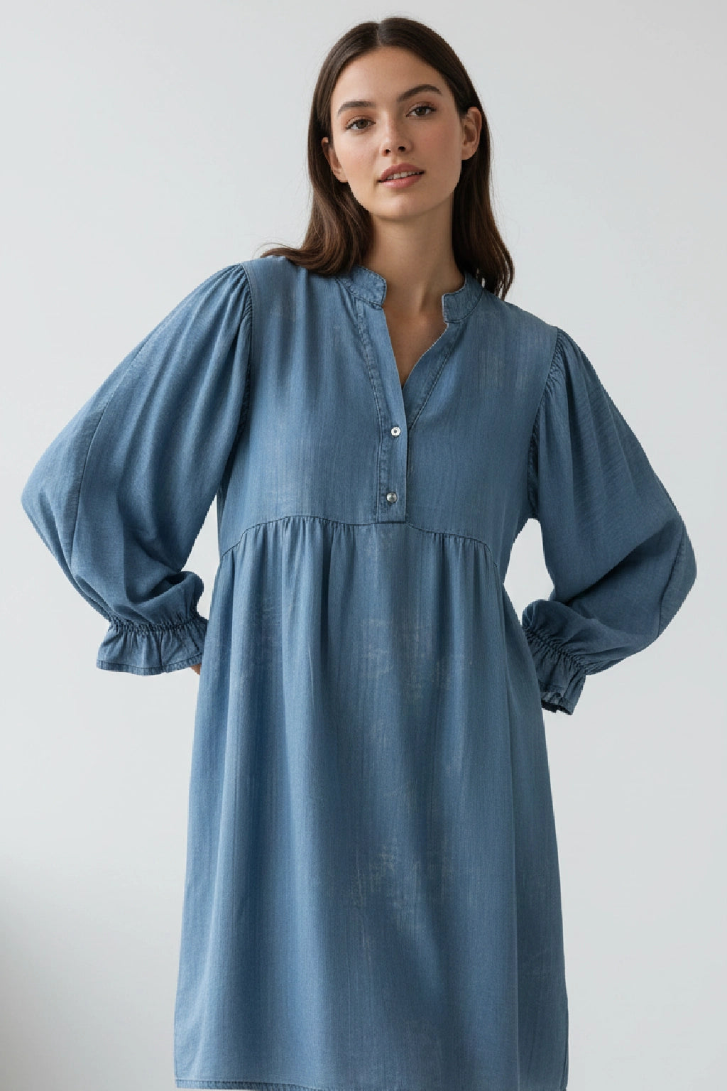 Made in Italy Printed Denim Smock Dress
