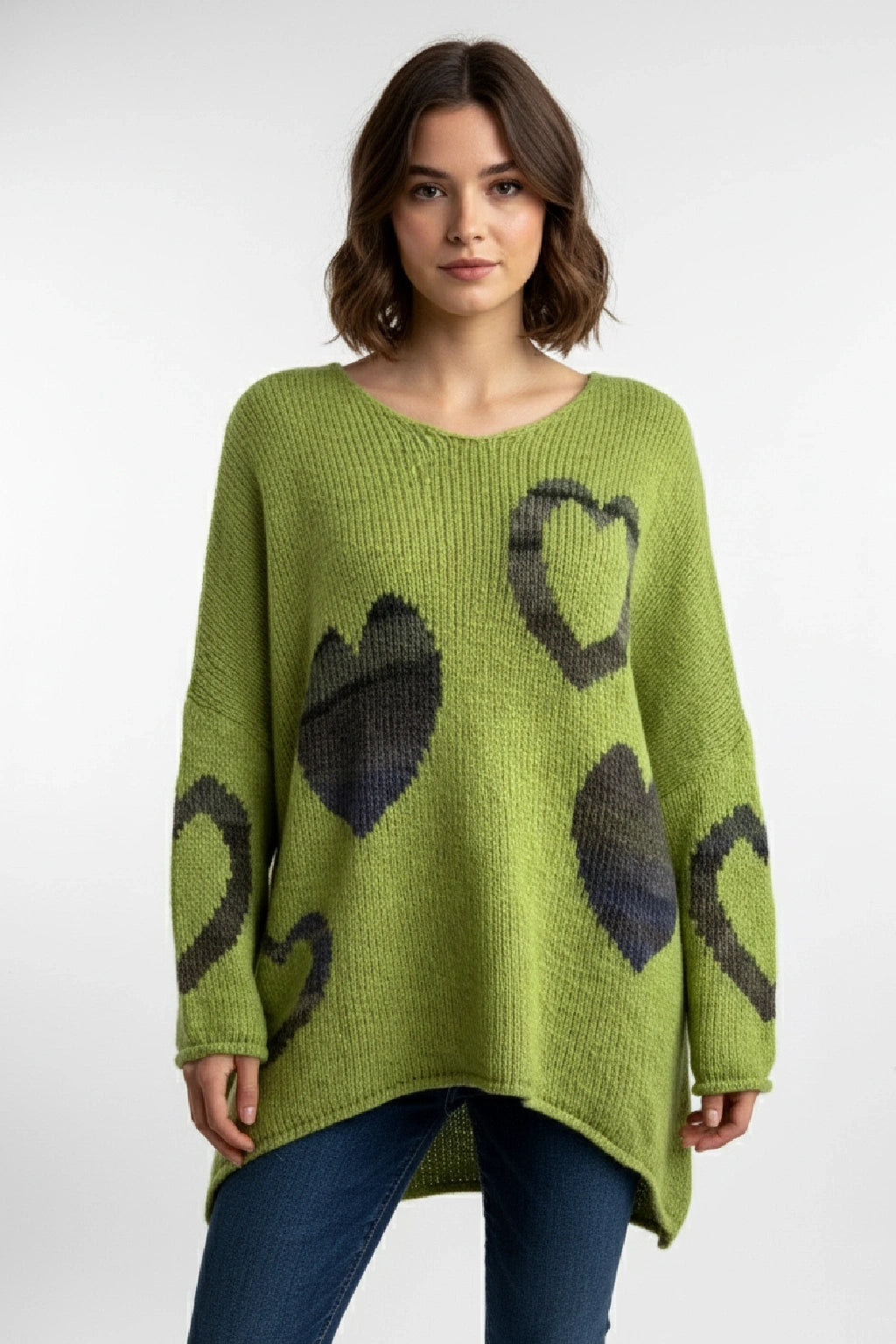 Made in Italy Wool Slouch Heart Jumper