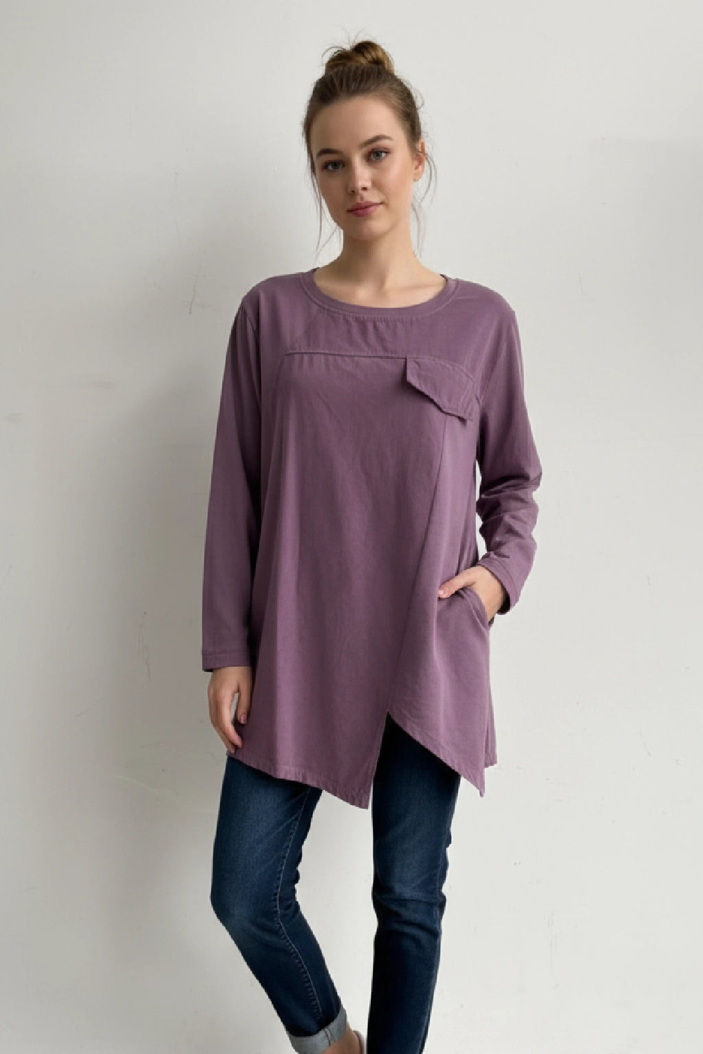 Women's Corduroy Long Sleeve Tunic Top