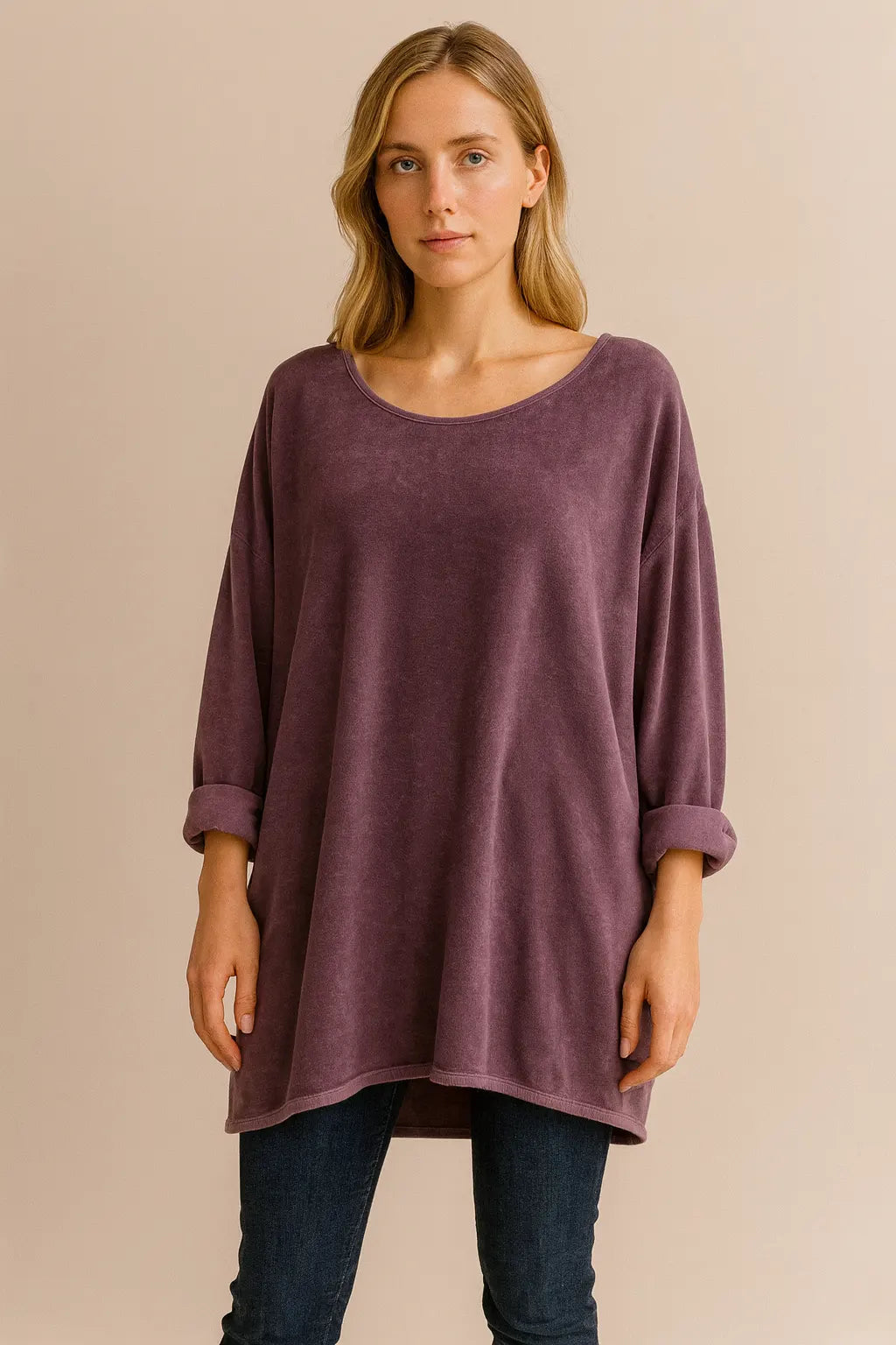 Made in Italy Terry Sweat High Low Top
