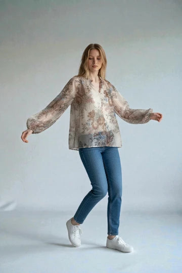 Women's Floral Tencel Blouse