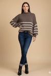 Wool Stripe Balloon Sleeve Jumper