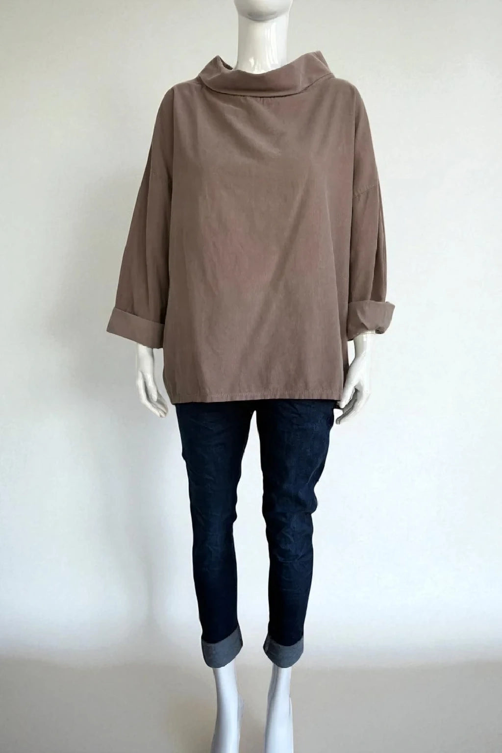 Made in Italy Corduroy  Cowl Neck Top