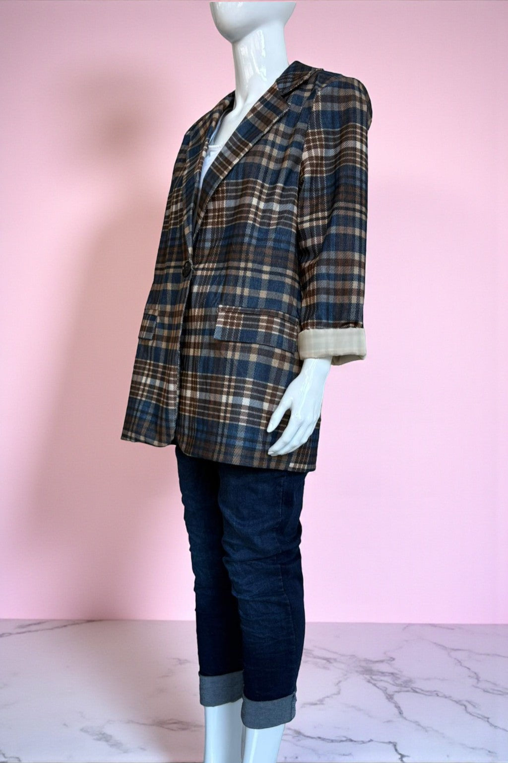 Zetaotto Plaid Corduroy Blazer