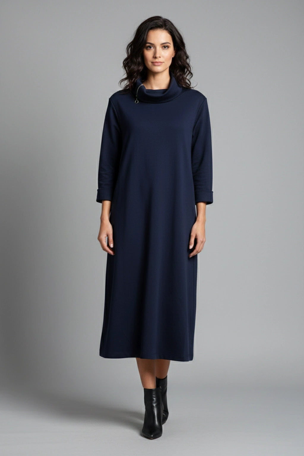 Made in Italy Long Relaxed-Fit Cowl Neck Dress
