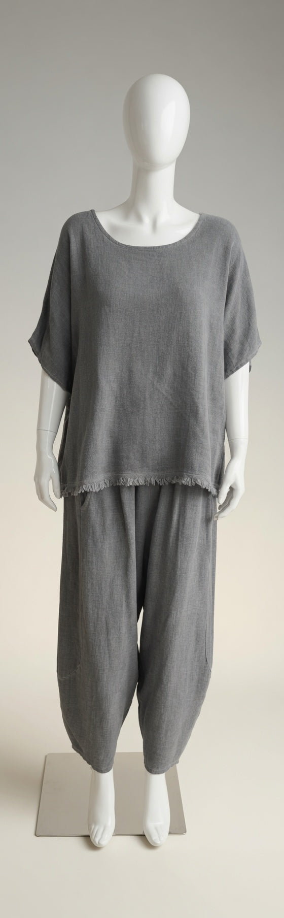 Linen Frey Hem Batwing Top