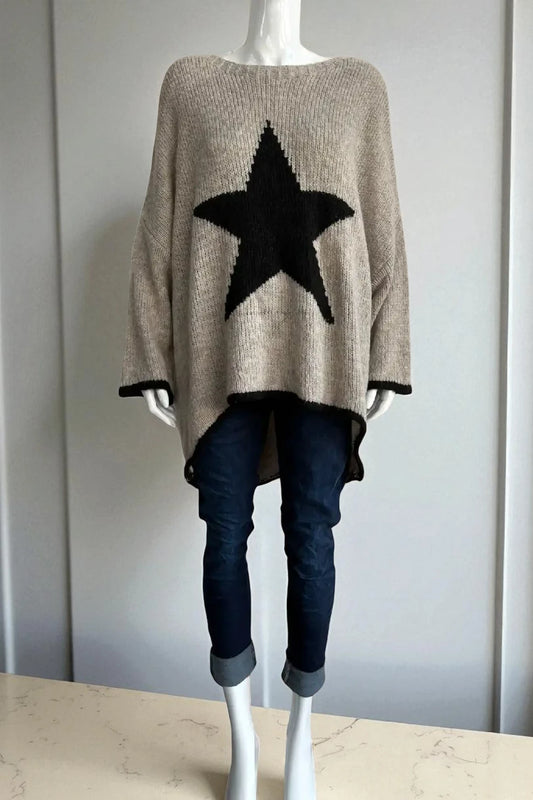 Made in Italy Wool Slouch Star Jumper