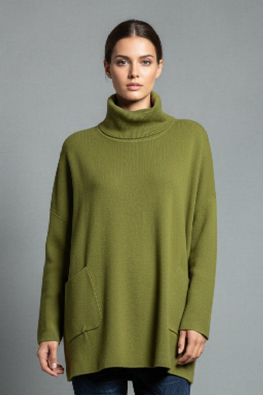 Made in Italy Polo Neck Split Hem Jumper