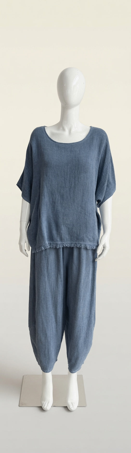 Linen Frey Hem Batwing Top